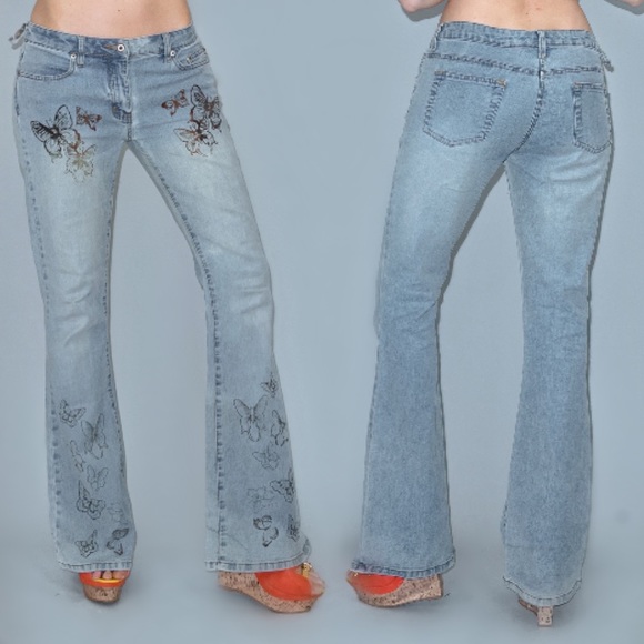 One Tuff Babe Denim - Butterfly Stretch Flare Jeans